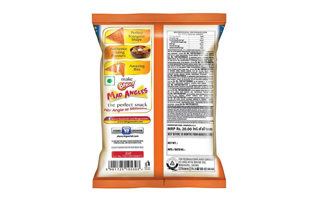 Bingo Mad Angles Very Peri Peri   Pack  80 grams